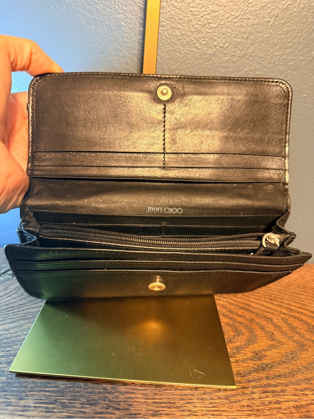 Jimmy Choo Black Leather Star-Studded Clutch - Picture 7 of 8